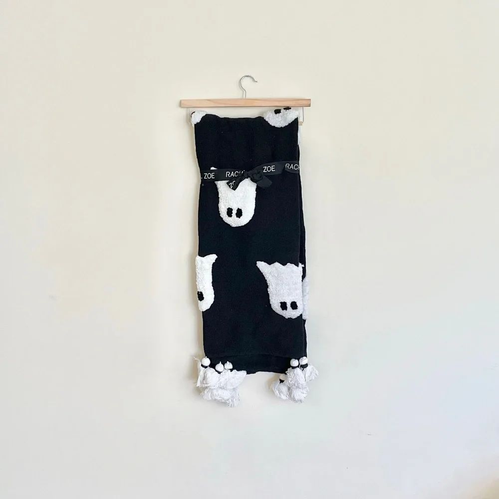 NEW Rachael Zoe Halloween Ghost Knit Decorative Throw Blanket 50x60” Black White